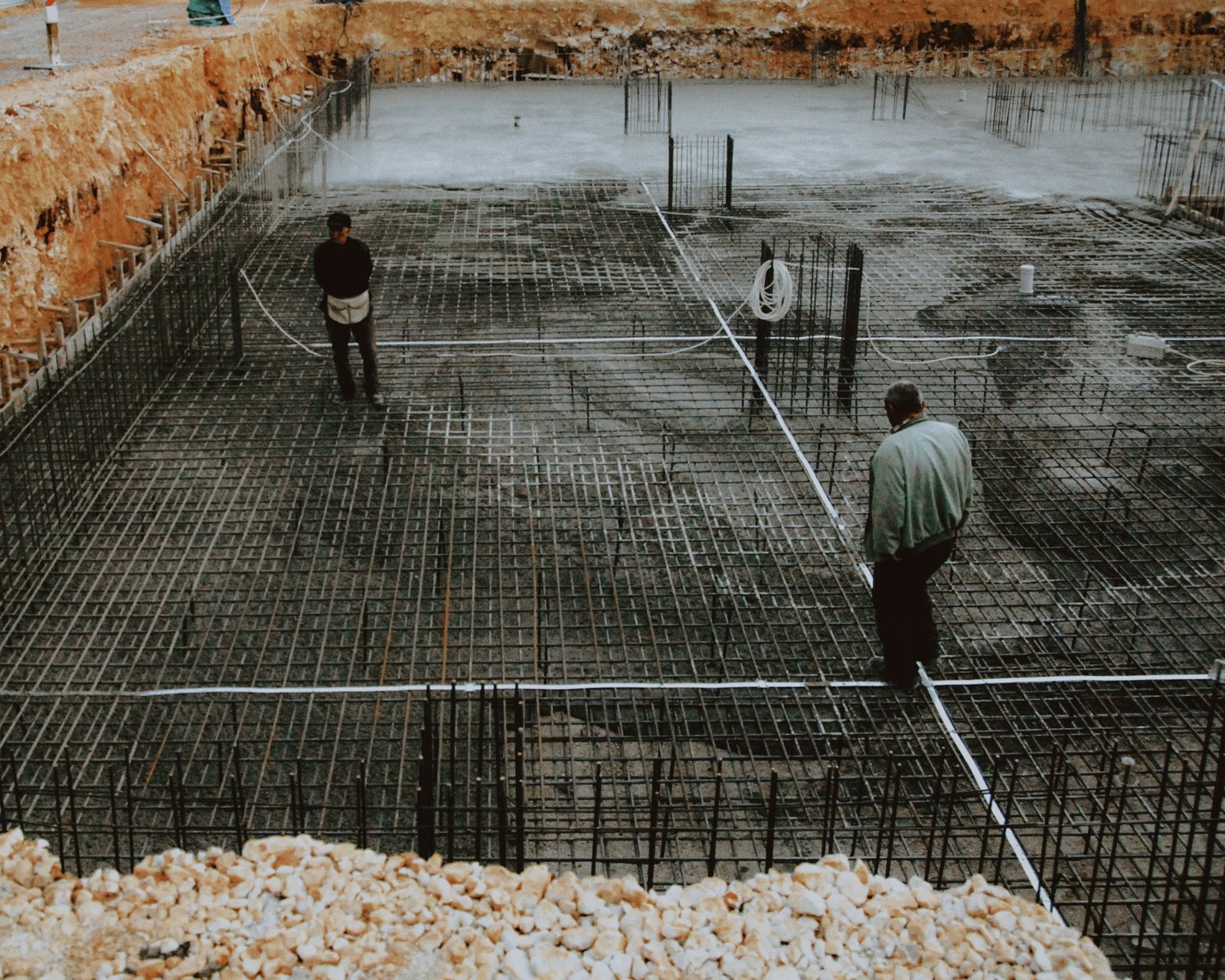 Reinforced concrete foundation work in progress